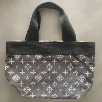 데일리 russet 데님 기하학 패턴 토트백