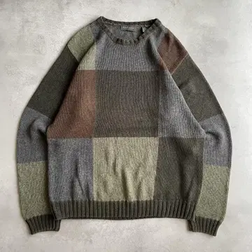 90s VAN HEUSEN 총 패턴 니트 어스 컬러 린넨 코튼 니트