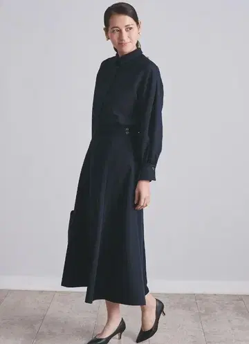 애니시스 [세탁 가능] 도비 셔츠 네이비