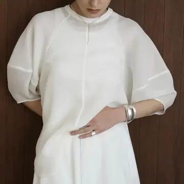 CLANE MESH FORM SLEEVE BLOUSE 사이즈 1 화이트