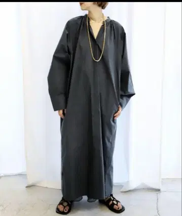 CITYSHOP 셔츠 원피스 전개 슬릿 롱 스탠드 카라
