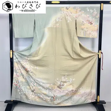 호몬기 사계절 꽃 무늬 금실 자수 금채 청자색 톨 사이즈 K-4380