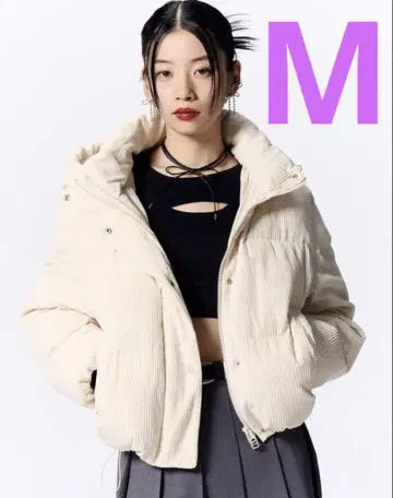 GU 코듀로이 후드 부착 다운 자켓