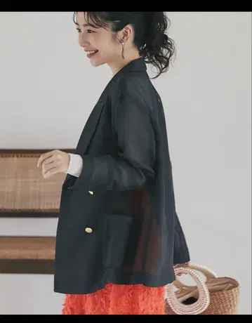 메쉬 메탈 버튼 라이트 자켓