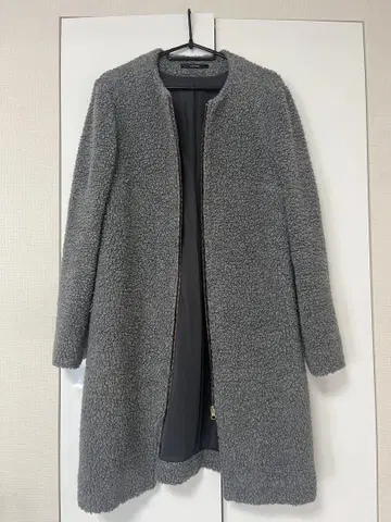 NOUQUE 보아 롱 코트 그레이