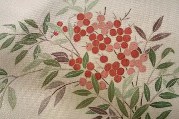 순수 실크 나고야 오비 난텐 작가 작품 금사 바탕 손 그림