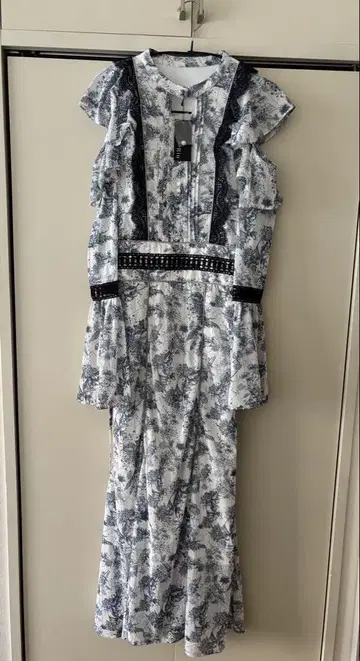 RIU 블루 레이스 새상품 롱 셔츠 원피스