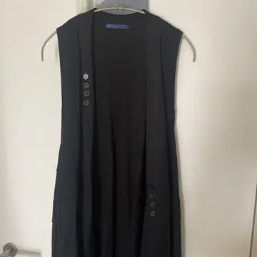블랙 롱 베스트 버튼 포함