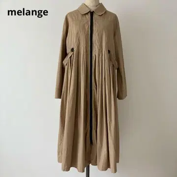 melange 라이트 아우터 F 베이지 코튼 A 라인 플리츠 새상품급