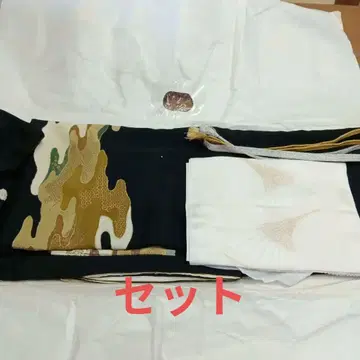 블랙 전통 예복 기모노 세트 부채 무늬