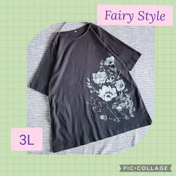 FairyStyle 꽃무늬 튜닉 3 3L 차콜 그레이 루즈핏 레어