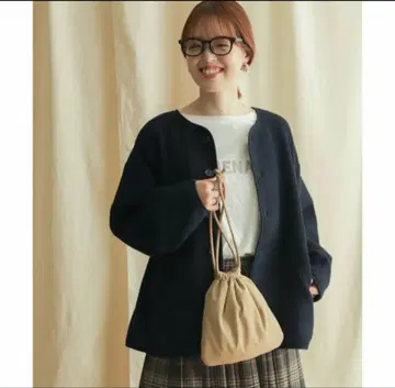 어반 리서치 도어스 퀼트 노카라 자켓 네이비