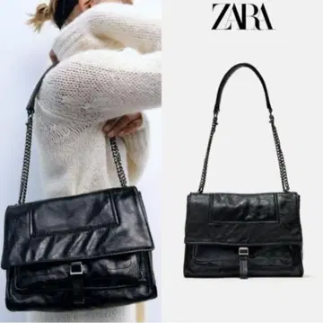ZARA 링크 이펙트 락카 크로스 바디백 블랙