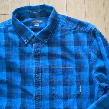 Eddie Bauer 에디바우어 파랑 체크 플란넬 셔츠 구제 의류 L