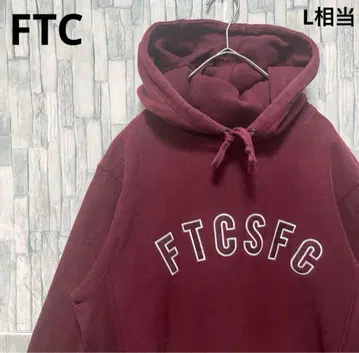 FTC 에프티씨 후드티 자수 로고 풀오버 속기모 크림슨 S