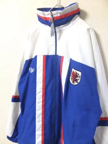 Victory 90s 트랙 자켓 블루 화이트 빨간색 L 상당 2라인 자수