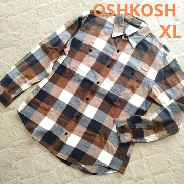OSHKOSH 브라운 계열 체크 무늬 긴팔 셔츠 사이즈 XL 플란넬 셔츠