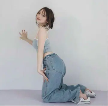 andmary Heart hip wide denim S 라이트 블루
