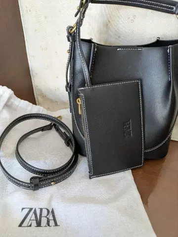 ZARA 블랙 탑스티치 버킷백