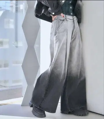 HARE 하레 그라데이션 데님 와이드 팬츠 블랙 S사이즈