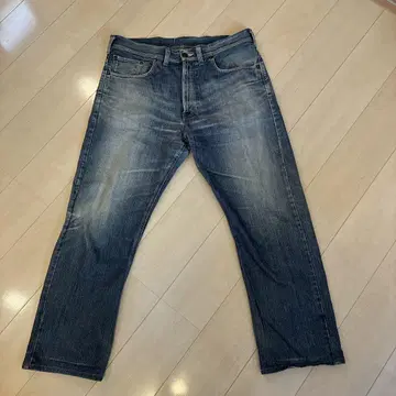 EDWIN 스트레이트 데님 팬츠 페이드 가공 파랑