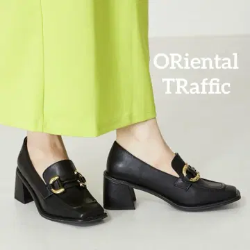 ORiental TRaffic 와이드 스퀘어토 힐 로퍼 블랙