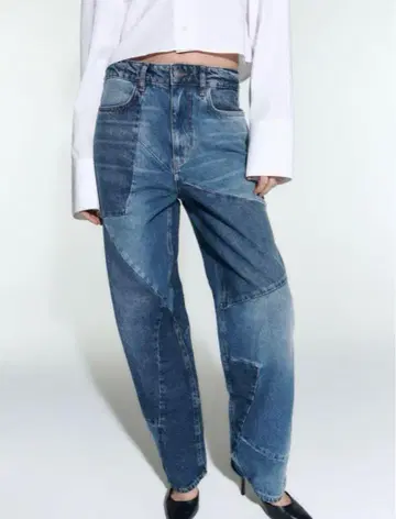 ZARA 패치워크 데님 34