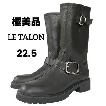 [컨디션 최상] LE TALON 엔지니어 부츠 트랙 밑창 가죽 블랙