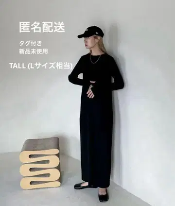 택 포함 미사용 새상품 feepur 컷 리브 롱 원피스 tall 블랙