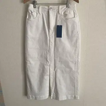 화이트 데님 타이트 스커트