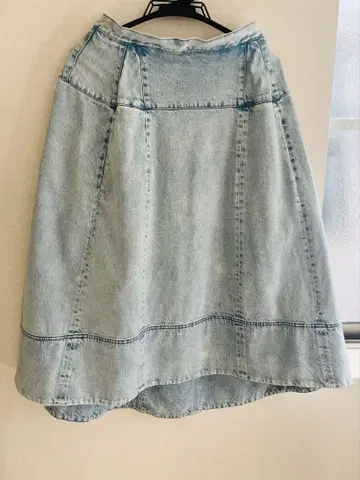 Tibi 데님 A라인 스커트 전후 불규칙 라이트 블루