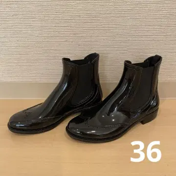 블랙 부츠 에나멜 밴딩 사이드 고어 부츠 사이즈 36
