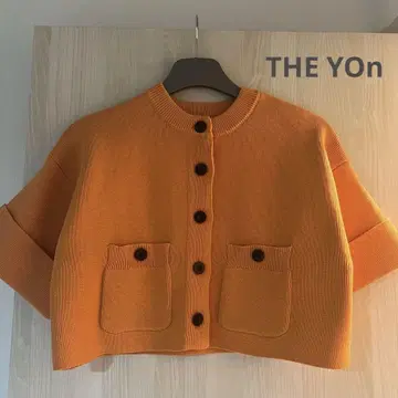 THE YOn 오렌지 밴딩 반팔 크롭 니트 가디건 새상품급