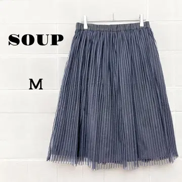 수프 스트라이프 패턴 시어 샤샤 스커트 비침 M 허리밴딩 깔끔한