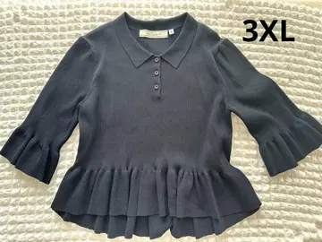 지유 리브 폴로 스웨터 3XL 7부 소매 다크 네이비