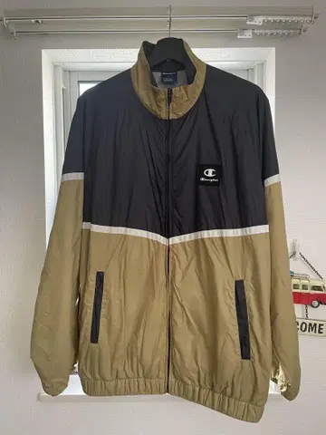 Champion 나일론 자켓 L 블랙 베이지