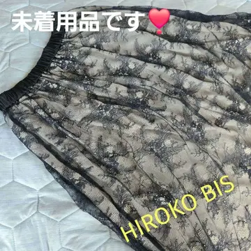 [ 미착용 ] HIROKO BIS 네이비 레이스 플레어 스커트