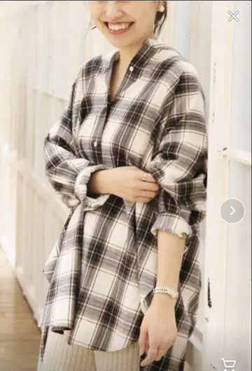 IENA maison 체크 플란넬 셔츠 오버 사이즈 셔츠 브라운 계열