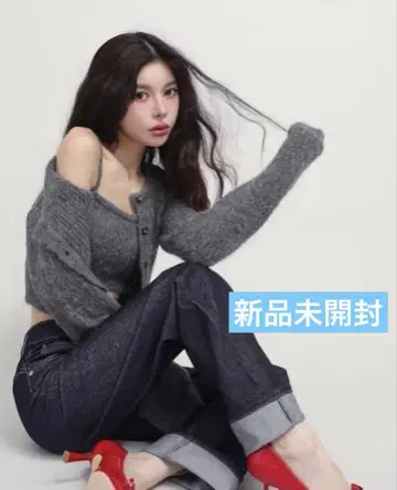 미사용 새상품 Darich 샤기 니트 앙상블 그레이