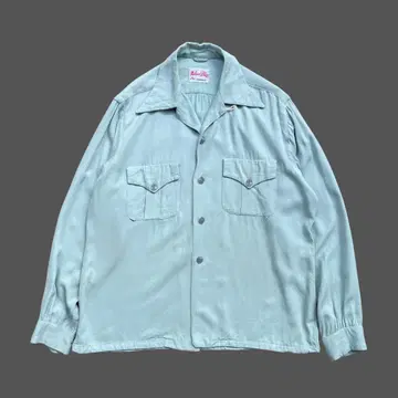 50s VINTAGE 레이온 오픈 카라 셔츠