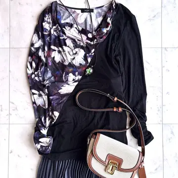 새상품급 폴스미스 꽃무늬 바이컬러 셔츠 M 블랙