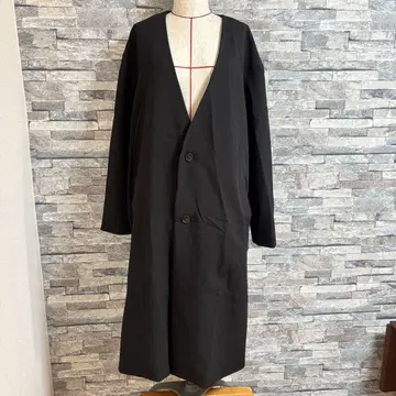 HARE M 코트 긴팔 아우터 롱 블랙 노카라코트 남성용
