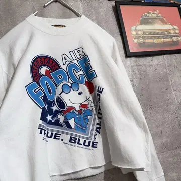 US 구제 의류/M 스누피 숏 기장 리메이크 80s 90s 긴팔 맨투맨