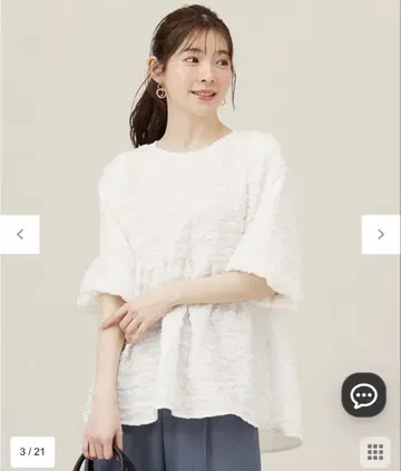 애니시스 새상품 [세탁 가능] 와플라이크 후쿠레 자카드 튜닉
