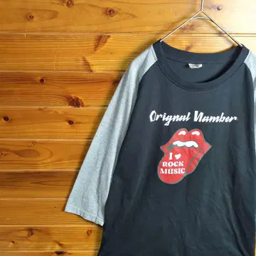 긴팔 티셔츠 긴팔 T셔츠 롱티 래글런 소매 M 블랙 락 뮤직