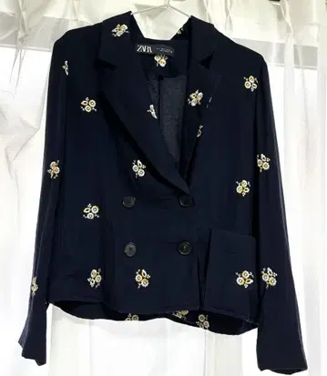 ZARA 셋업 꽃무늬 자수 자켓 팬츠 벨트 얇은 소재