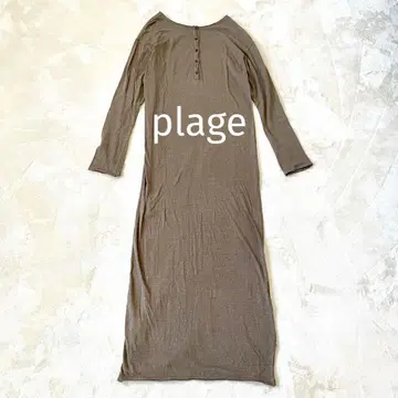 plage 네프컷 원피스 카키 실크 코튼 혼방