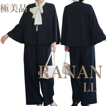 컨디션 최상 RANAN 케이프 자켓 와이드 팬츠 셋업 네이비 LL