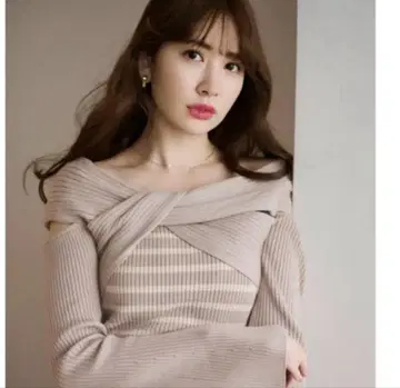 Her lip to 리브 편 오프숄더 스웨터 M 베이지