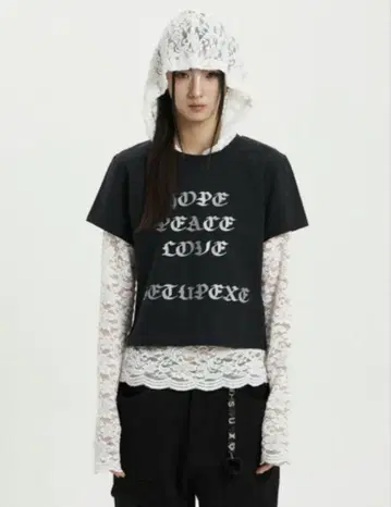 SETUPEXE LACE BUTTON HOODIE TOP WHITE